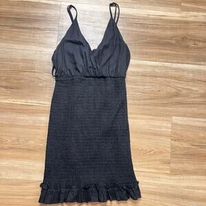 Skylar + Madison Black Smocked Ruffle Mini Dress Size M